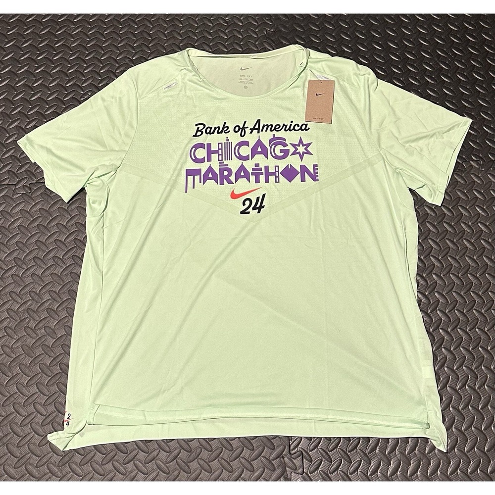 Nike T-Shirt Top 2024 Chicago Marathon Short Sleeve Running FV6329 376 Men's XL